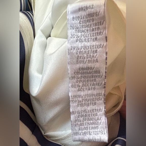 Theia Navy & White Nautical Stripe Jacquard Taffeta Full Skirt Formal Gown 4 - Picture 12 of 14